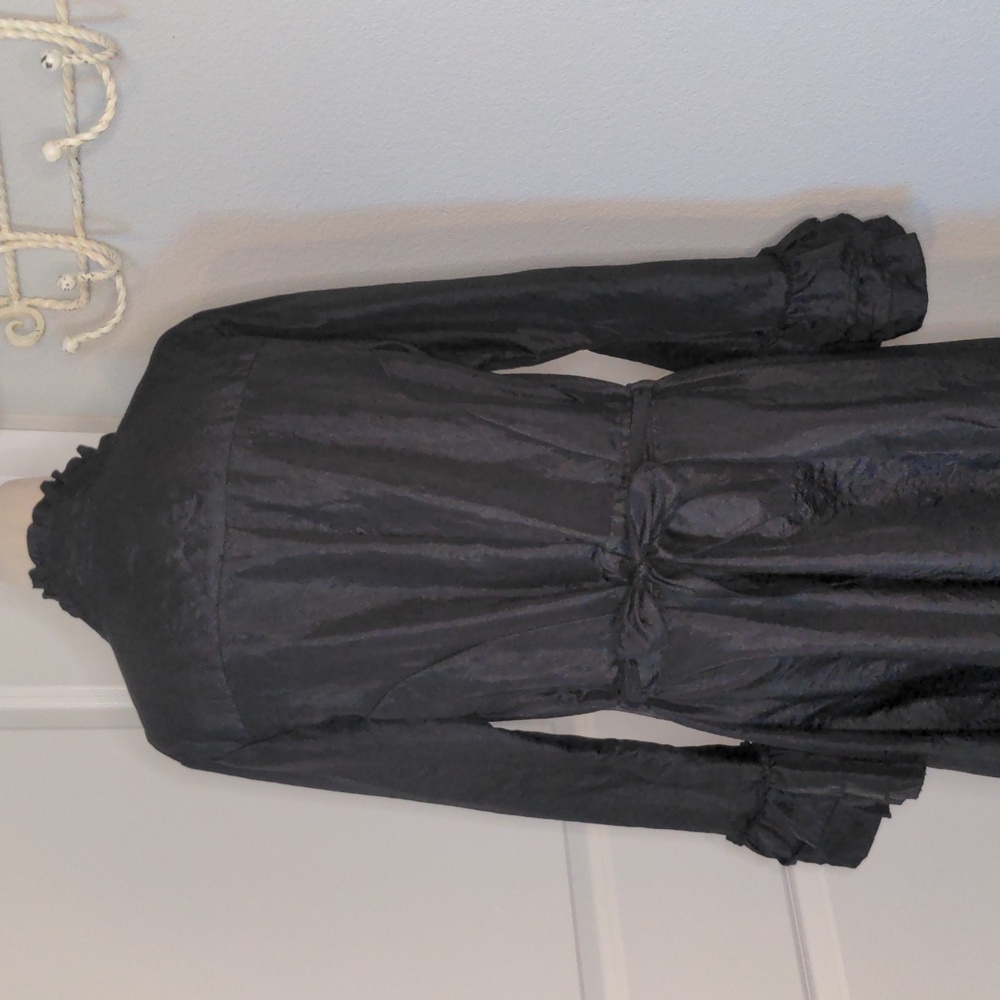 Cordelia Black Ruffle Victorian Duster Jacket Gothic Edwardian Whimsy Goth Sz M - Picture 7 of 12
